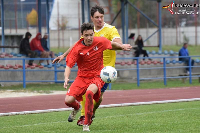 Fotbalová A třída: Čtyři Dvory - Šumavan Vimperk 1:2.