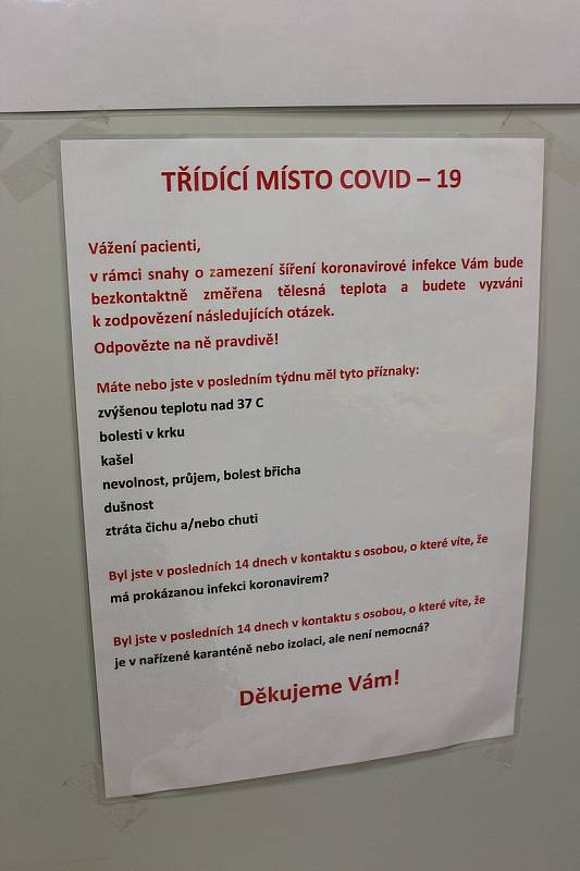 Ve strakonické nemocnici fungovalo od 2. dubna do 18. května třídící středisko.