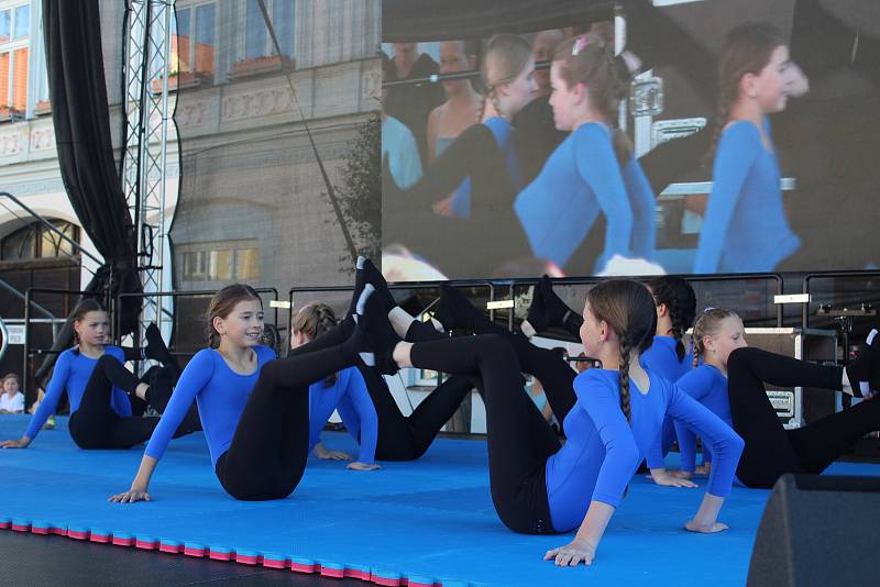 Sobotní program rybářských dnů na vodňanském náměstí.