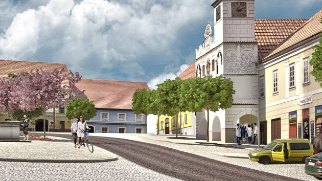 Vizualizace nové podoby náměstí ve Volyni.
