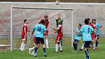 7. kolo FORTUNA divize A: SK Petřín Plzeň (červení) - SK Otava Katovice (modří) 7:0.