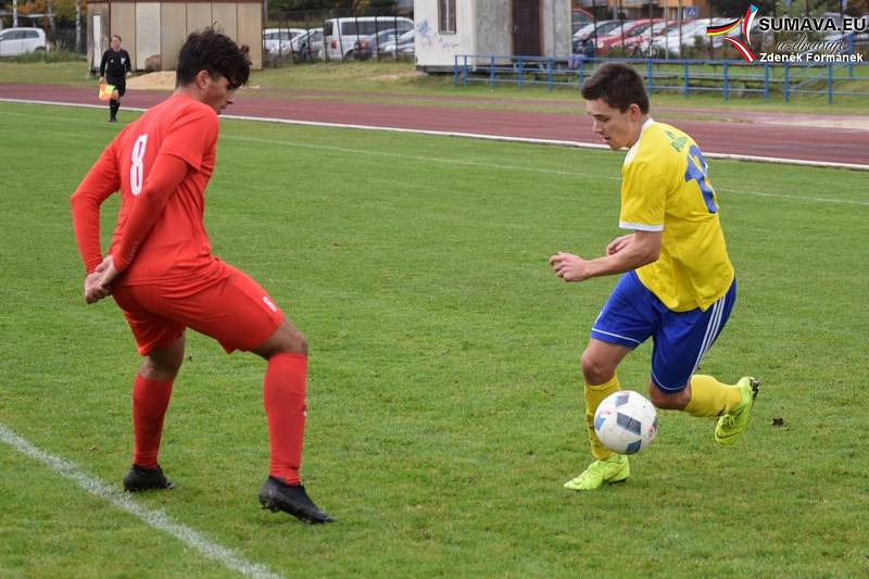 Fotbalová A třída: Čtyři Dvory - Šumavan Vimperk 1:2.