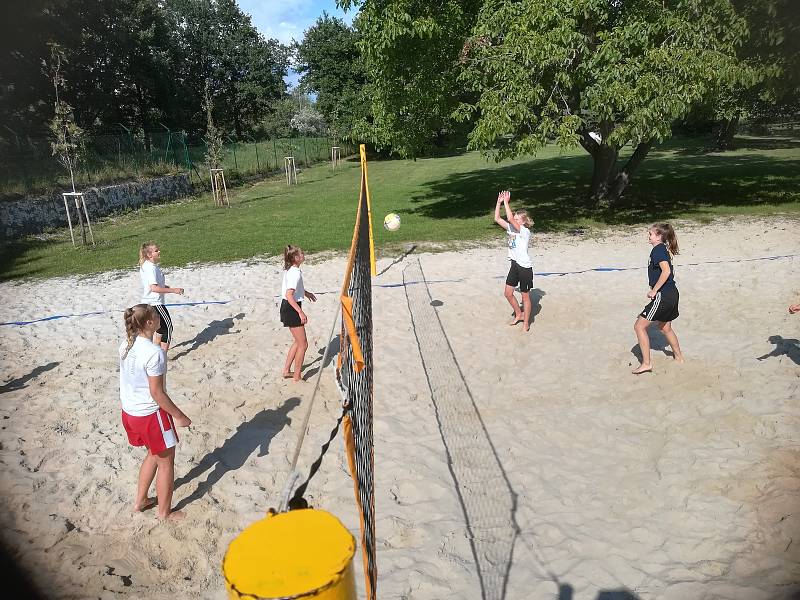 Basketbalistky na soustředění.