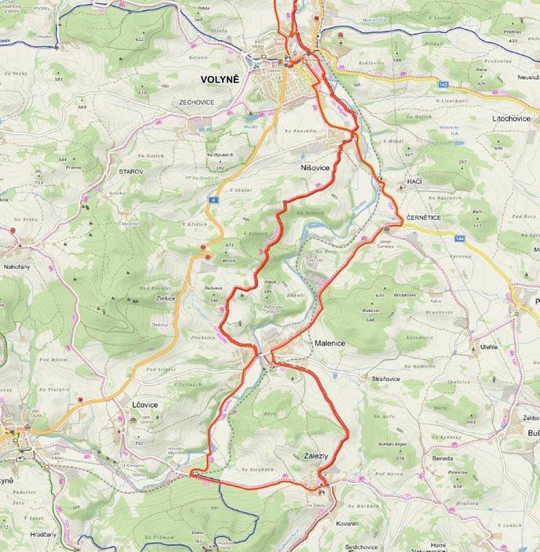 Trasy pro cyklovýlet 14, 35 a 56 km.