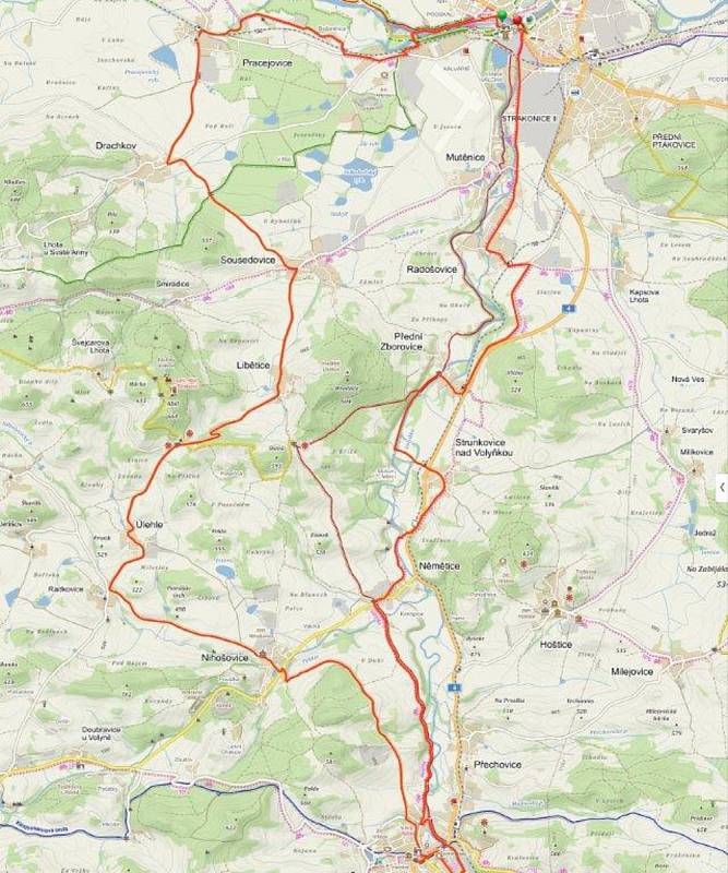 Trasy pro cyklovýlet 14, 35 a 56 km.