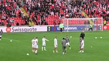 Strakoničtí fandové Slavia Praha vyrazili na Konferenční ligu proti FC Ballkani.