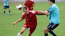 7. kolo FORTUNA divize A: SK Petřín Plzeň (červení) - SK Otava Katovice (modří) 7:0.