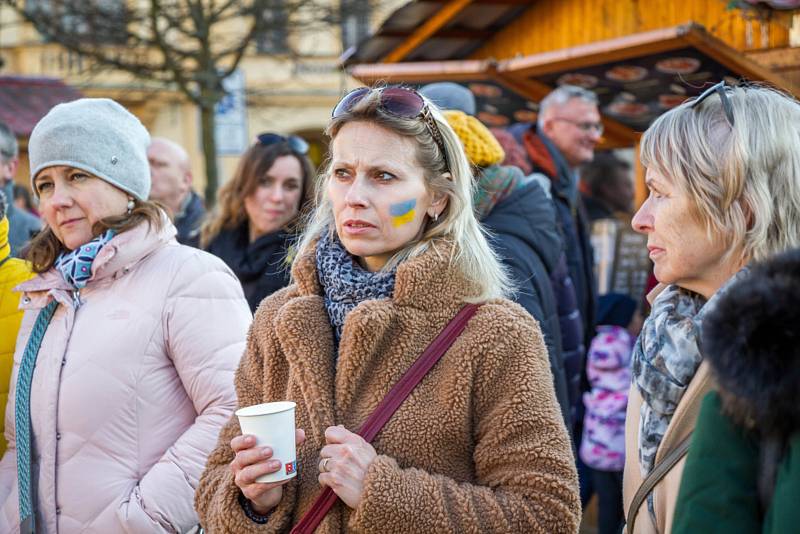 Na Mělníku uspořádali lidé demonstraci na podporu Ukrajině.