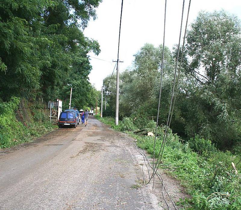 Ve Lhotce u Mělníka spadl strom na dráty vysokého napětí.