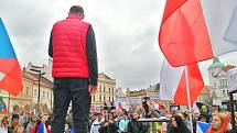 Demonstrace v Mělníku proti opatřením ve školách.