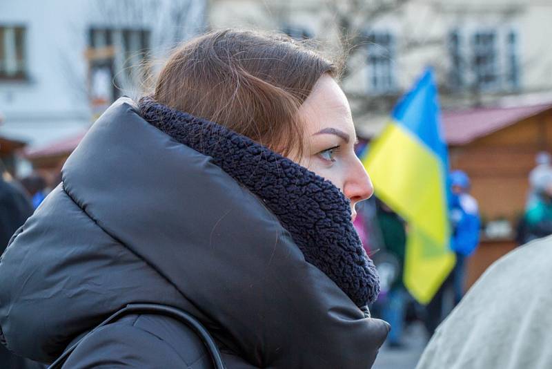 Na Mělníku uspořádali lidé demonstraci na podporu Ukrajině.