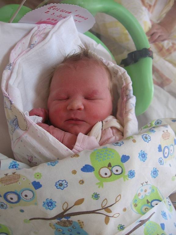 Anna Šulcová se rodičům Kateřině a Jiřímu z Újezdce narodila v mělnické porodnici 2. března 2016, vážila 3,62 kg a měřila 52 cm. Na sestřičku se těší skoro 4letý Ondra.
