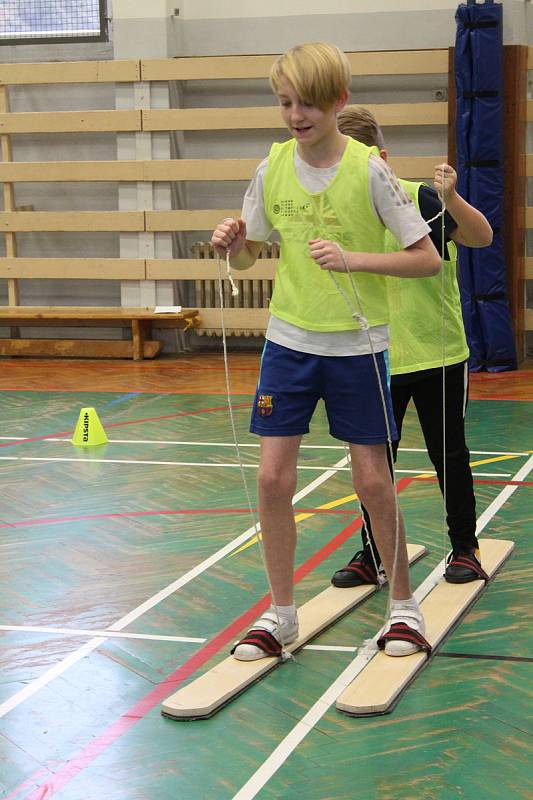 Trénink s olympionikem na mělnické Základní škole Jindřicha Matiegky v Pražské ulici.