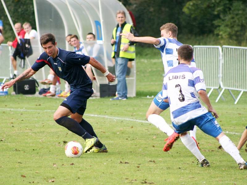 Sokol Libiš - FK Neratovice/Byškovice (v tmavém); 6. kolo divize B; 13. září 2014