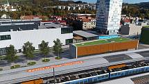 Vizualizace proměny vlakového nádraží ve Vsetíně a přilehlého centra města.