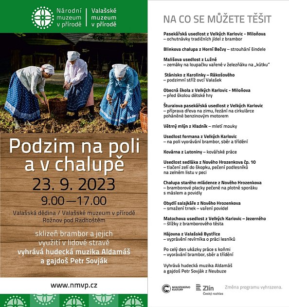 Pořad Podzim na poli a v chalupě ve Valašském muzeu v přírodě v Rožnově pod Radhoštěm - plakát