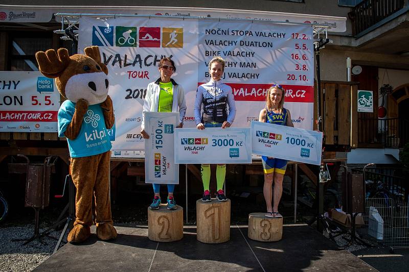 Valachy duatlon ve Velkých Karlovicích 5. května 2018.Vítězky ženy.