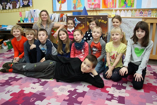 Spojená 2. a 4. třída v malotřídní základní škole v Leskovci; školní rok 2014/2015, středa 28. ledna 2015.