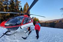 Dívka se zranila při lyžování ve skiareálu Kohútka, horští záchranáři pro ní povolali vrtulník z Trenčína.