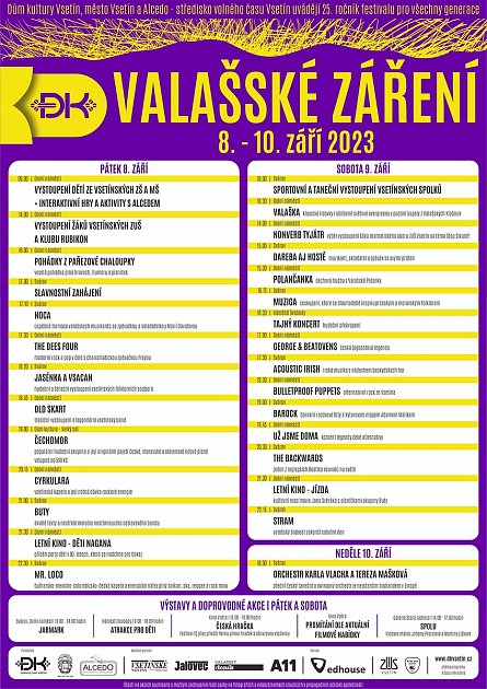 Programový plakát 25. ročníku festivalu Valašské záření ve Vsetíně (rok 2023)