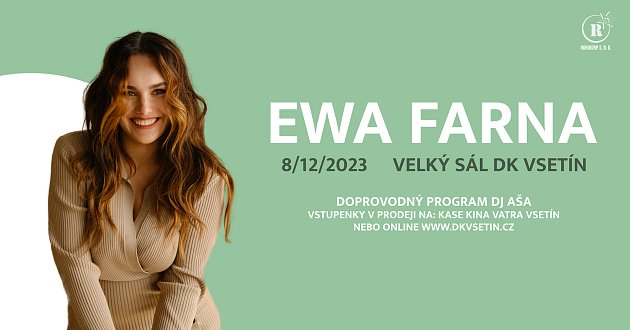 Koncert zpěvačky Ewy Farne v DK Vsetín; pátek 8. prosince 2023