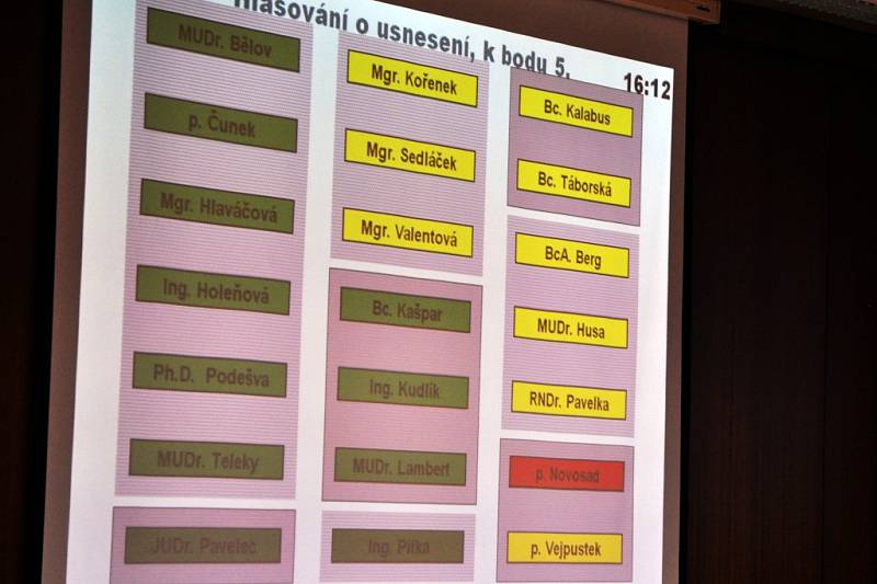 Veřejnost sleduje průběh ustavujícího zastupitelstva po komunálních volbách v zasedací místnosti ve Vsetíně, čtvrtek 6. listopadu 2014