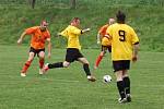 Fotbalisté Branek (žluté dresy) doma porazili Velkou Lhotu 6:2.