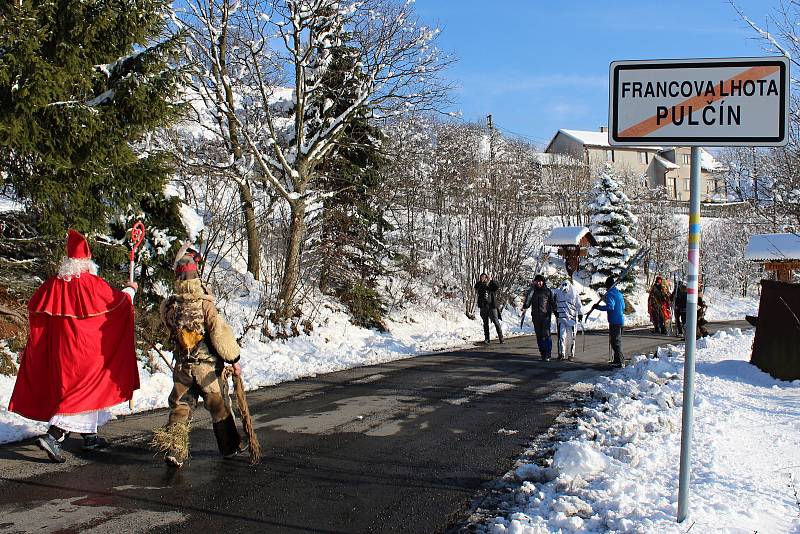 Mikulášská obchůzka v Pulčíně, nejvýše položené obci na Vsetínsku