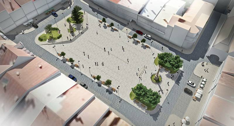 Vizualizace budoucí podoby rekonstruovaného náměstí ve Valašském Meziříčí