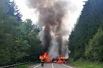 Nehoda a požár nákladního auta u Horní Bečvy v úterý 20. července 2021