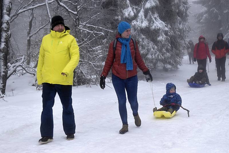 Na Pustevnách a u sochy Radegasta. 27.2. 2021