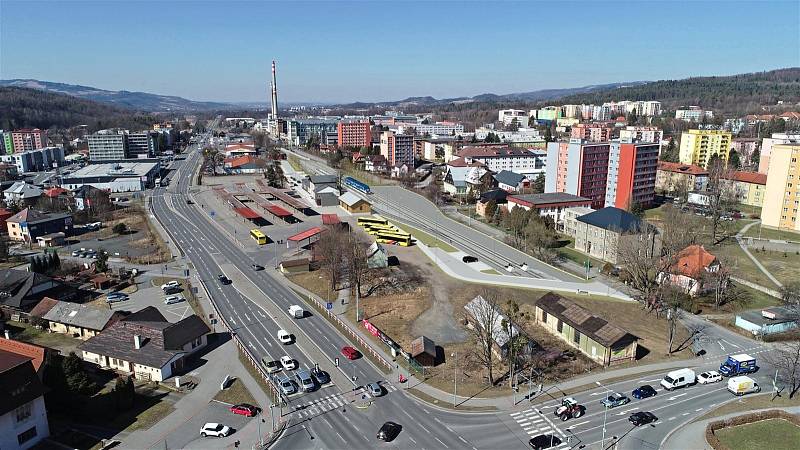 Vizualizace budoucí podoby vlakového nádraží v Rožnově pod Radhoštěm. Jeho rekonstrukce je naplánovaná od srpna 2022 do května 2023.
