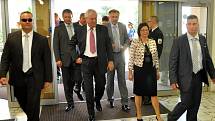 Prezident republiky Miloš Zeman na návštěvě radnice ve Vsetíně; čtvrtek 5. září 2013