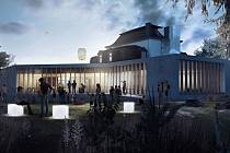 Architektonický návrh podoby budoucí přístavby rožnovské městské knihovny od studia Čtyřstěn.