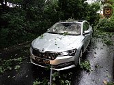Na osobní automobil Škoda Superb spadl u Valašského Meziříčí vzrostlý strom; pondělí 7. srpna 2023