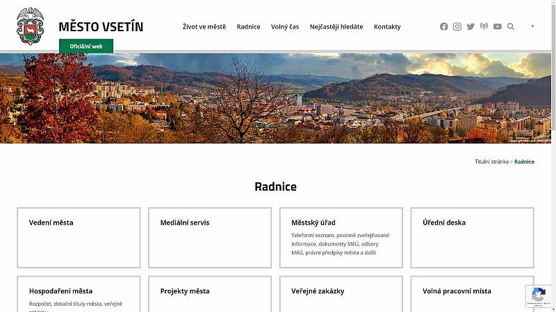 Nová podoba webových stránek města Vsetín.