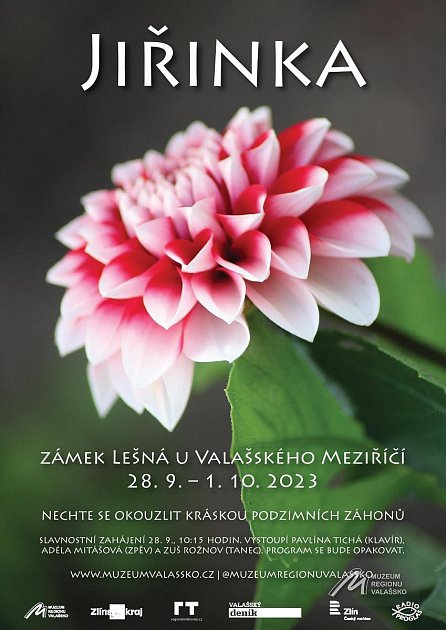Na zámku Lešná u Valašského Meziříčí vystavují od čtvrtka 28. září do neděle 1. října 2023 kvetoucí jiřiny. Akci pořádá Muzeum regionu Valašsko.