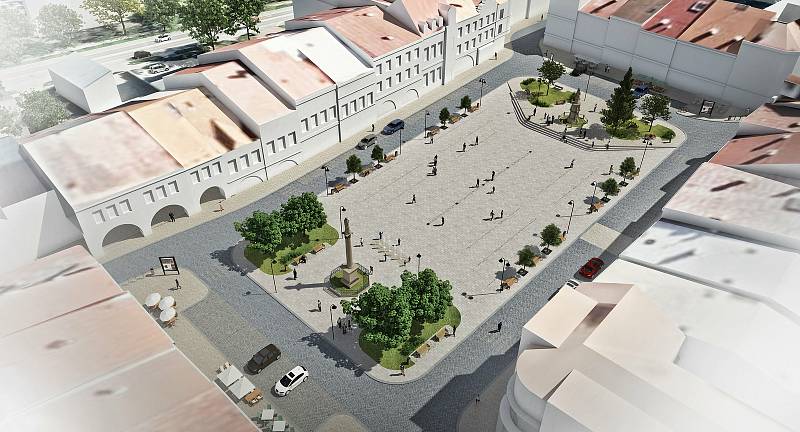 Vizualizace budoucí podoby náměstí ve Valašském Meziříčí.