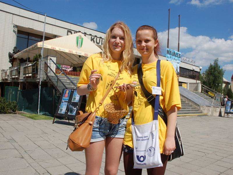 Českého dne proti rakovině se ve středu jako dobrovolnice zúčastnily Vendula Molková (vpravo) a Karolína Michoňková ze vsetínského Masarykova gymnázia.