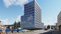 Vizualizace navrhované nové jedenáctipodlažní budovy radnice na Svárově ve Vsetíně od architektonické kanceláře CASUA.