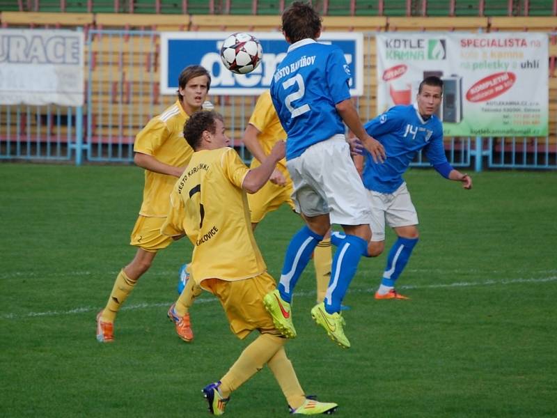 Fotbalisté Velkých Karlovic+Karolinky urvali ve středu 10. září v Havířově šťastnou remízu 1:1. 