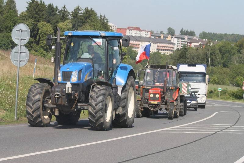 Protestní jízda zemědělců v Havlíčkově Brodě.