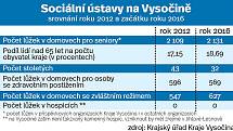 Sociální ústavy na Vysočině. Infografika.