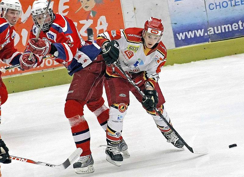 Z hokejového utkání HC Rebel - HC VČES Hradec Králové.