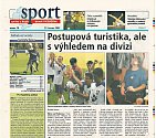 Článek z titulní strany deníku Vysočina o triumfu Ždírce.