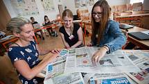 Studenti během prvního pracovního dne Letní žurnalistické školy v Havlíčkově Brodě.