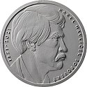 Vítězný návrh mince s portrétem slavného novináře.