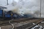 Požár vagónu odstaveného osobního vlaku na nádraží v Havlíčkově Brodě.