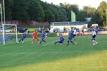 V prvním kole MOL Cupu vyhráli jihlavští fotbalisté (v modrém) na hřišti Havlíčkova Brodu 8:0. Po další výhře v Nespekách přivítají ve třetím kole Slovan Liberec.