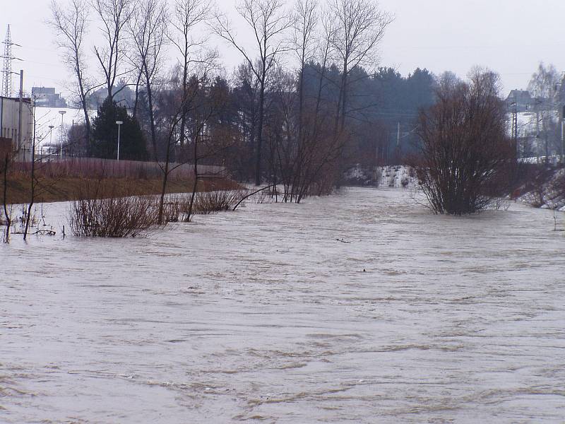 Vylitá Sázava v Havlíčkově Brodě.